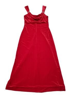Onyx Nite by Wendye Chaitin Red Velvet Velour Sleeveless Shoulder Strap Dress